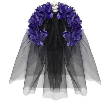 Haarreif "Dia de los Muertos" mit Schleier-lila