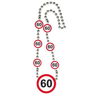 Halskette "Verkehrsschild 60. Geburtstag" 70 cm