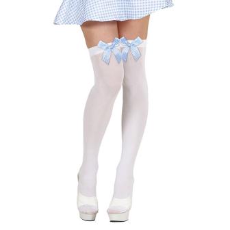 Halterlose Strümpfe mit Schleifchen-hellblau