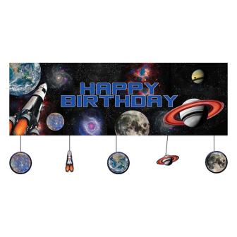 Happy Birthday-Banner "Weltraum" mit Motiven 153 cm