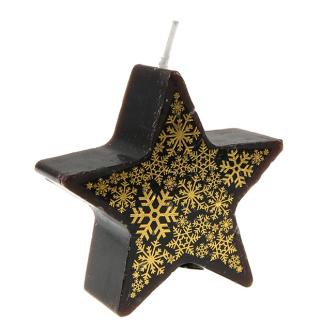 Kerze "Funkelnde Schneekristalle" 7 cm-schwarz