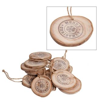 Geschenkanhänger aus Holz "Merry Christmas" 12er Pack