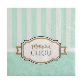 Kleine Servietten "Edle Babyparty" 20er Pack-mint-grün