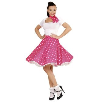 Kostüm-Set "50s Lady" 2-tlg.-pink mit weißen Punkten