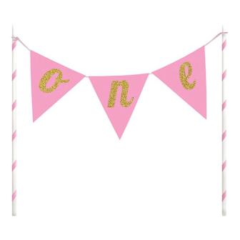 Kuchendeko "Number one" 23 cm-rosa