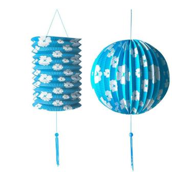 Laternen-Set "Blumige Aussichten" 2-tlg. -blau