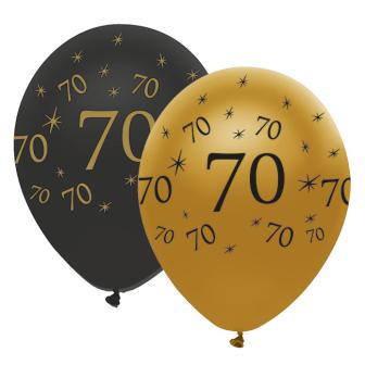 Luftballons "Black & Gold 70" 6er Pack