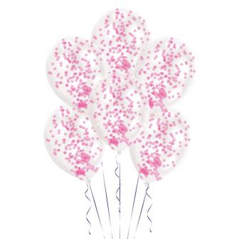 Luftballons mit Konfetti-Füllung 6-tlg.-pink