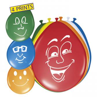 Luftballons mit lachenden Gesichtern 8er Pack