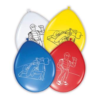 Luftballons "Schnelle Rennwagen" 8er Pack