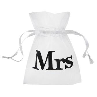 Organza-Säckchen "Mr & Mrs" 10er Pack-Mrs