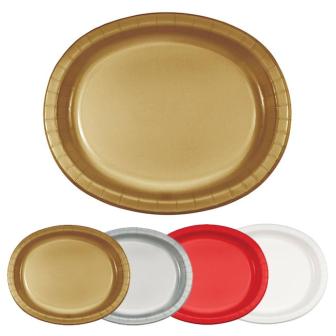 Ovale Pappteller "Gaumenfreuden" 8er Pack