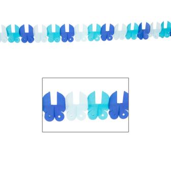 Papier-Girlande "Kinderwagen" 6 m-blau