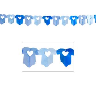 Papier-Girlande "Strampelanzug" 6 m-blau