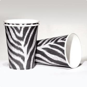 Pappbecher "Zebra-Look" 10er Pack
