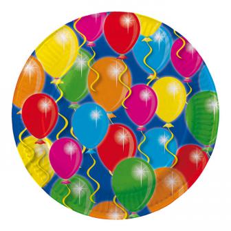 Pappteller "Happy Birthday Bunte Ballons" 23 cm 8er Pack