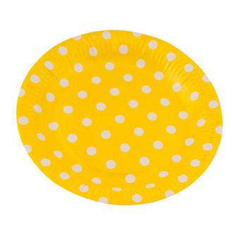 Pappteller "Farbenfroher Punkte-Spaß" 8er Pack-gelb