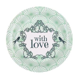 Pappteller "With love" 10er Pack-grün