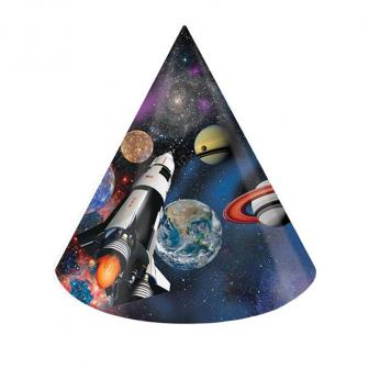 Party-Hütchen "Space Shuttle und Planeten" 8er Pack