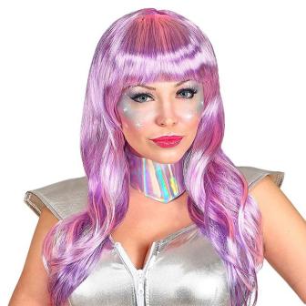 Perücke Space-Girl mit Kragen 2-tlg.