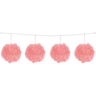Pom-Pom Girlande aus Wabenpapier 3 m-rosa