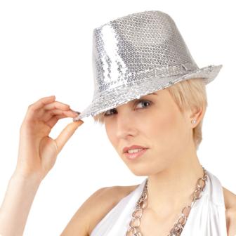 Popstar-Hut mit Pailletten-silber