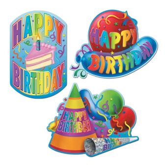 Raumdeko "Knallige Luftballons zum Geburtstag" 3-tlg.