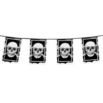 Rechteckige Wimpel-Girlande "Totenkopf des Grauens" 6 m