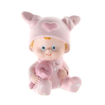 Rosa Dekofigur "Süßes Baby" 2er Pack