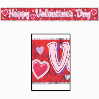 Rotes Flatter-Banner "Happy Valentine`s Day" 1,5 m