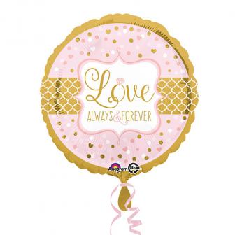 Runder Folienballon "Love always and forever" 43 cm