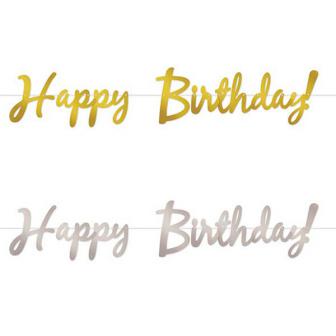 Schimmernde Buchstaben-Girlande "Happy Birthday" 366 cm