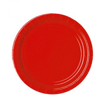 Einfarbige Pappteller 23 cm 8er Pack-rot