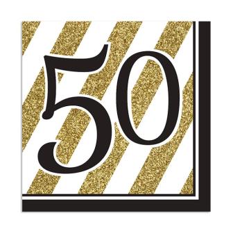 Servietten "Black & Gold 50" 16er Pack