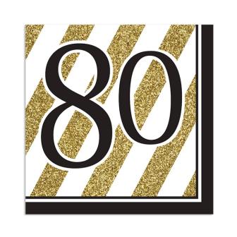 Servietten "Black & Gold 80" 16er Pack