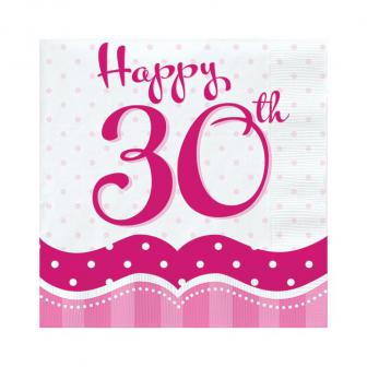 Servietten "Pretty Pink" Happy 30th! 18er Pack