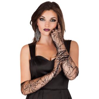 Schwarze Spitzenhandschuhe "Spinnennetz"