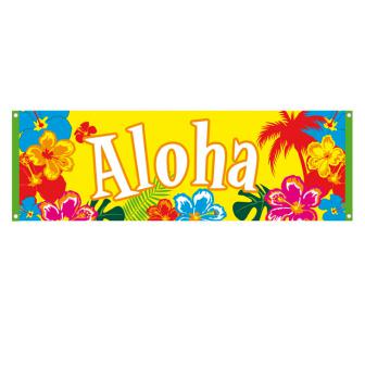 Stoff-Banner "Aloha und Flamingo" 220 x 74 cm