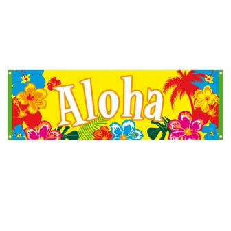 Stoff-Banner "Aloha und Flamingo" 220 x 74 cm