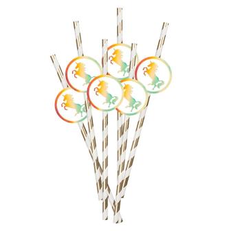 Papier-Strohhalme "Schimmerndes Einhorn" 6er Pack