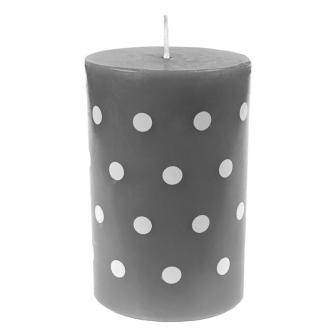 Stumpenkerze "Polka Dots" 11 cm-grau