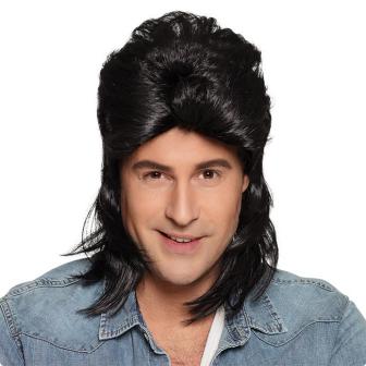 Vokuhila-Perücke "Ralle"-schwarz