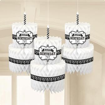 Wabenpapier Deko "Schwarz-weißer Kreidespaß" 3er Pack