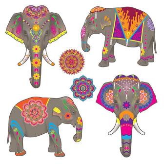 Wanddeko-Elefanten "Arabische Nächte" 6-tlg.