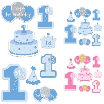 Wanddeko "First Birthday" 8-tlg.