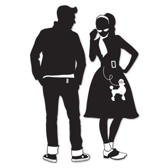 Wanddeko-Silhouetten "50s Boy & 50s Girl" 93 cm 2-tlg.