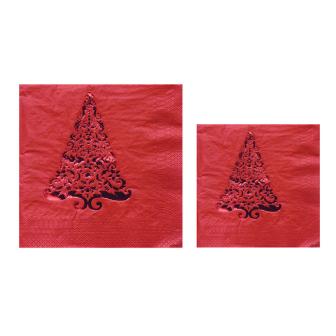 Weihnachtliche Servietten "Glitzer-Party" rot 16er Pack