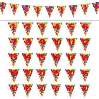 Wimpel-Girlande "Happy Birthday Bunte Ballons" 10 m -18