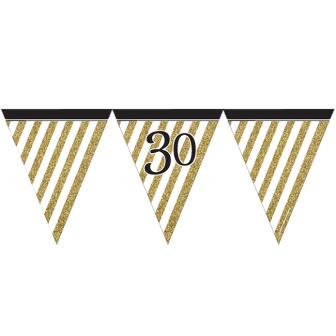 Wimpel-Girlande "Black & Gold 30" 3,7 m