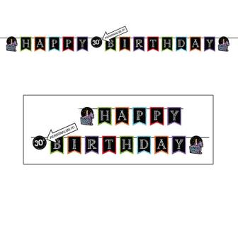 Wimpel-Girlande "Bunter Kreidespaß" Happy Birthday 2,74 m